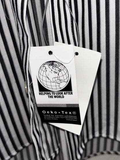 Chaps Black White Striped Button Down Long Sleeve Shirt Men size 18.5 36-37