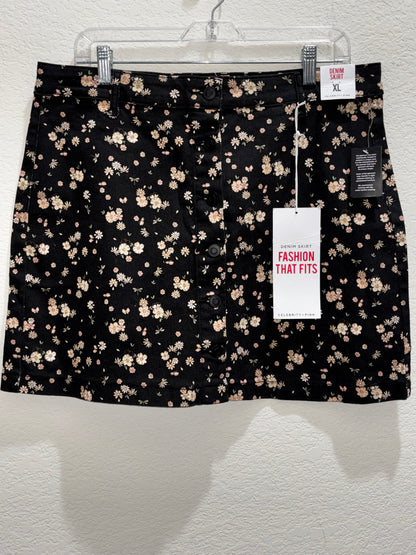 Celebrity Pink Women’s Black floral Denim skirt size XL