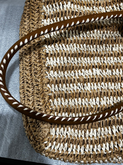 Straw Studios striped weave handbag size large