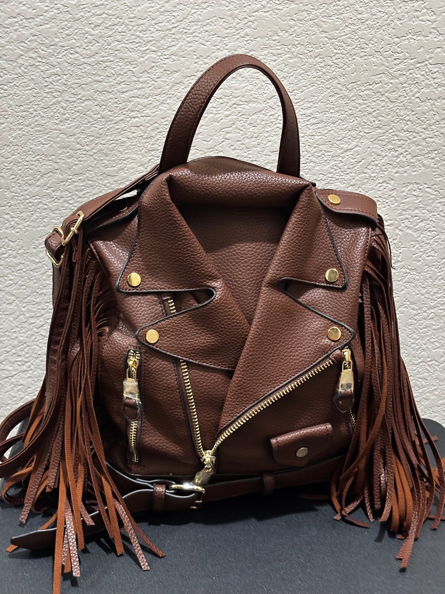 Brown Moto Jacket Handbag/Backpack