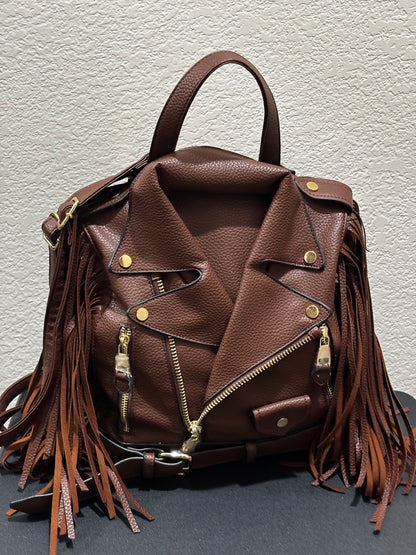 Brown Moto Jacket Handbag/Backpack