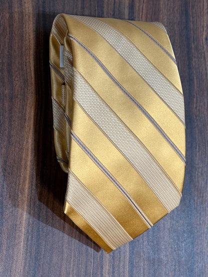 Michael Kors Yellow Striped Tie 58” 100% Silk