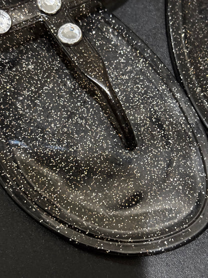 Mix 6 Women’s Studded Sparkled Black Design Jelly Shoes size 6