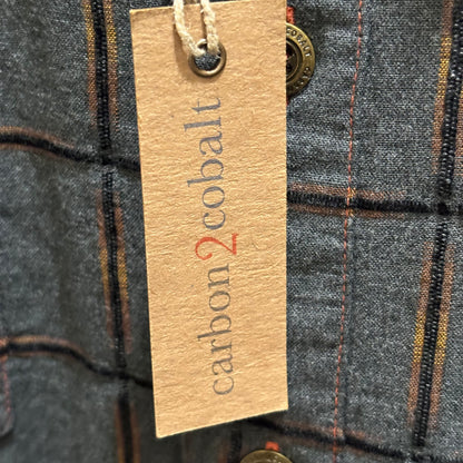 Carbon 2 cobalt, gray and rust plaid long sleeve button down shirt, men size 3XL NWT