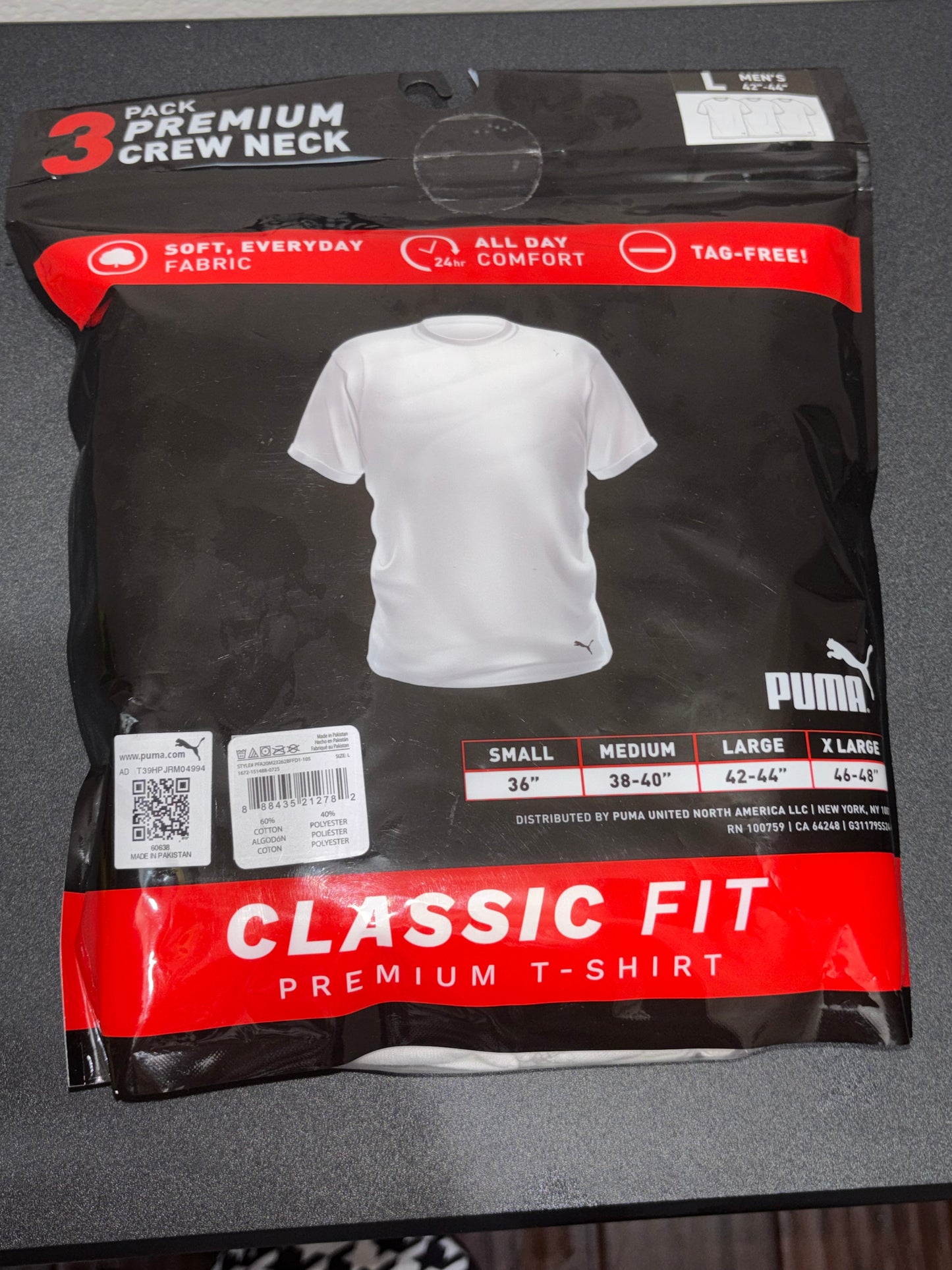 Puma Crewneck White T-shirts Men’s Large 3 pack