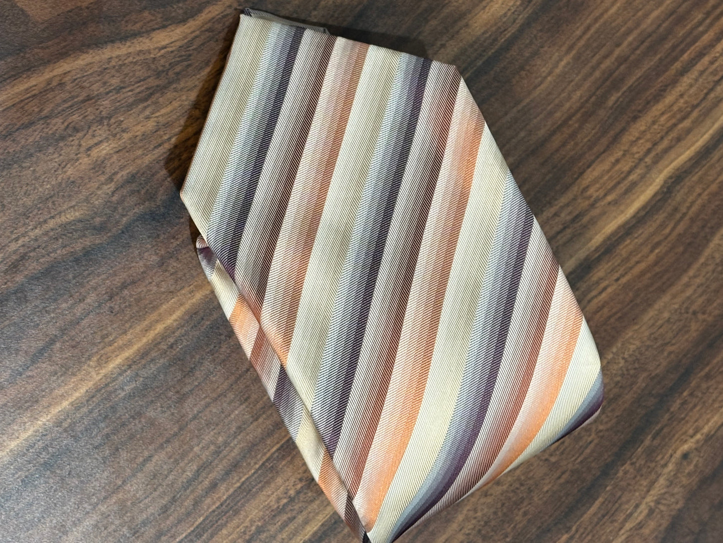 Dockers Stain Resistant Cream Multicolored Striped Tie 58” 100% Silk