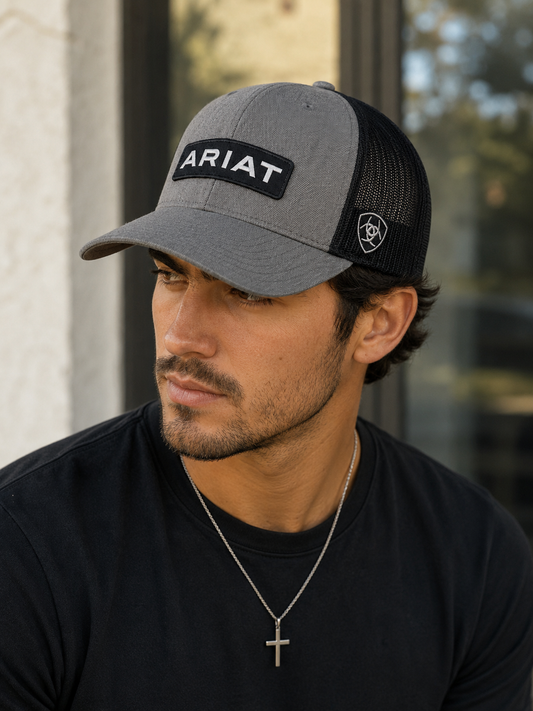Ariat Trucker Hat Gray and Blsck