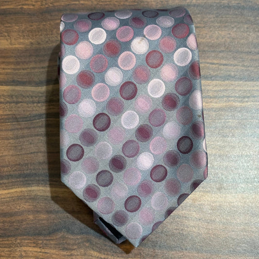 Alfani Gray w/ Pink Dots Tie 100% Silk 57”