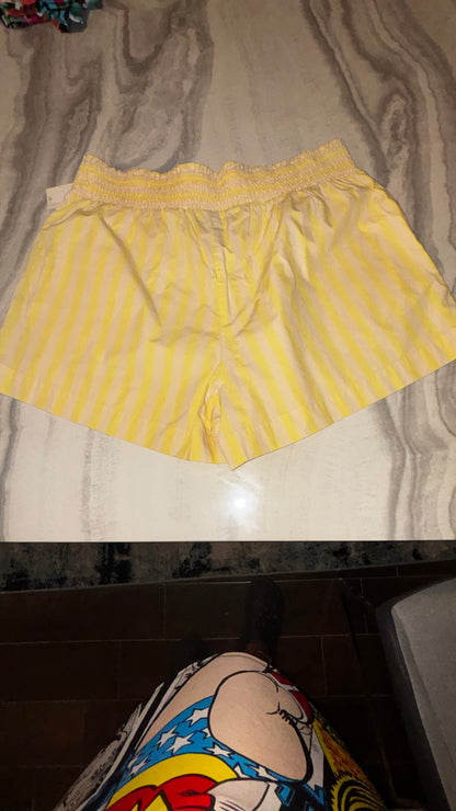 Tan Yellow Striped Elastic Waste Women’s Shorts size XL