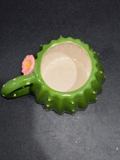 Green Cactus and Pink Flower mug