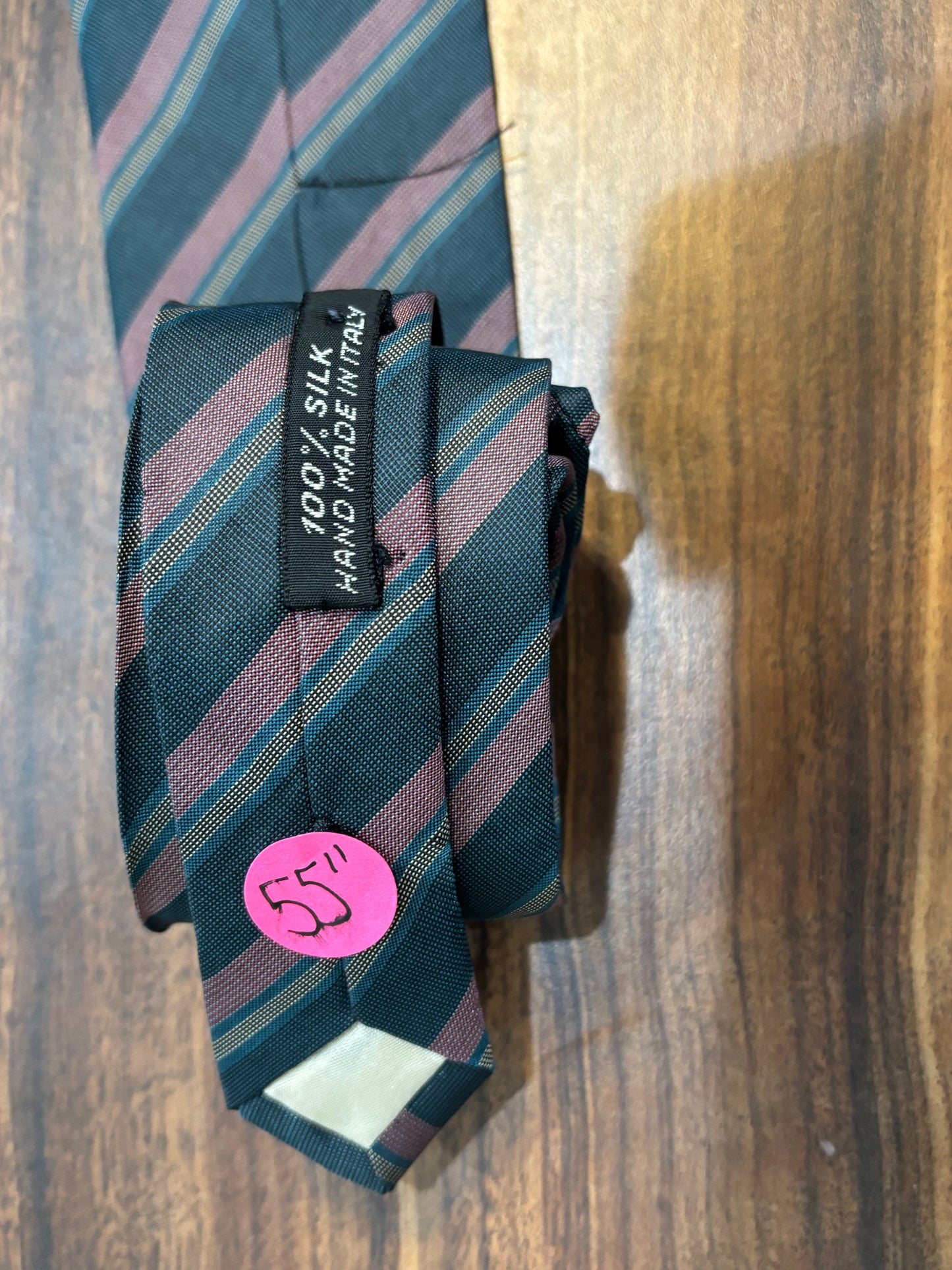 Black Striped Tie 100% Silk 55” handmade in Italy ￼