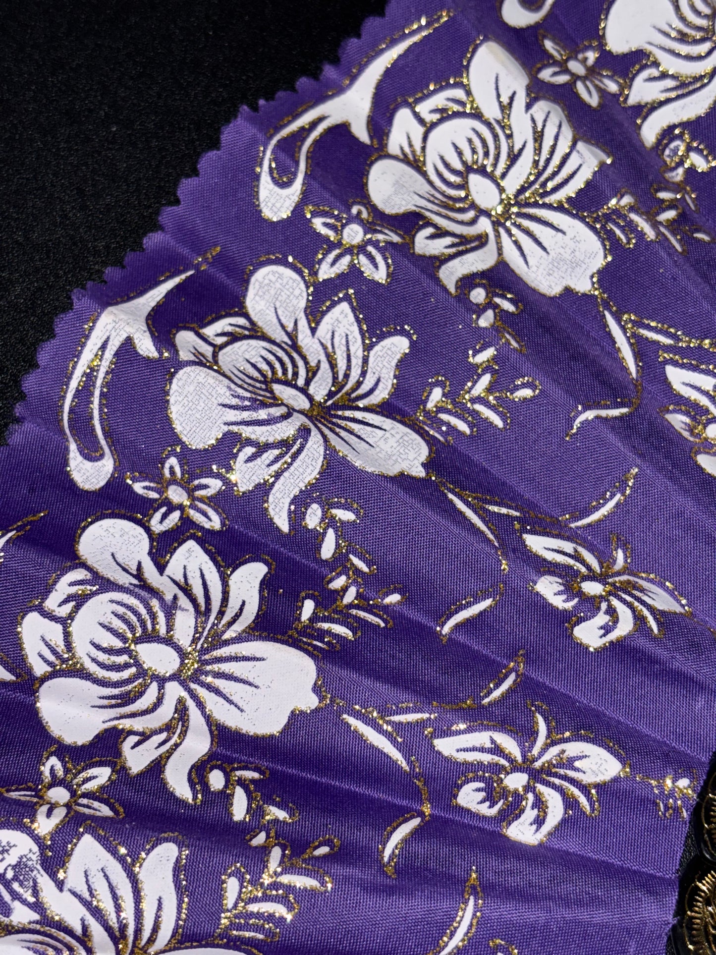 Purple White Floral Women’s Hand Fan