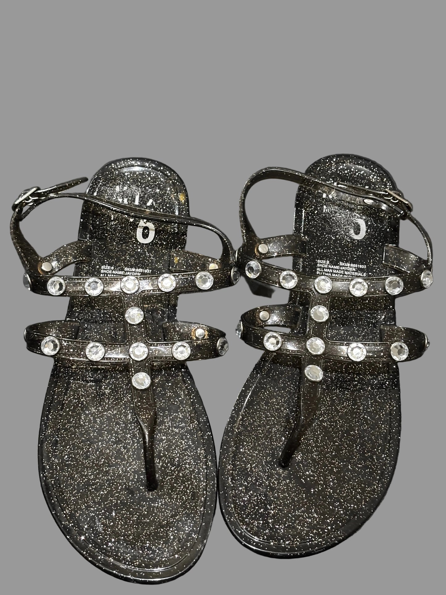 Mix 6 Women’s Studded Sparkled Black Design Jelly Shoes size 6