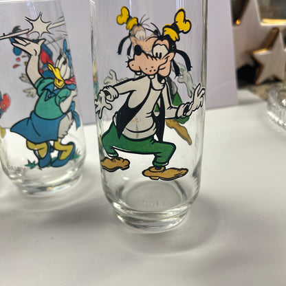 Vintage Disney Characters Micky and Friends Glasses 12oz (Set of 5)