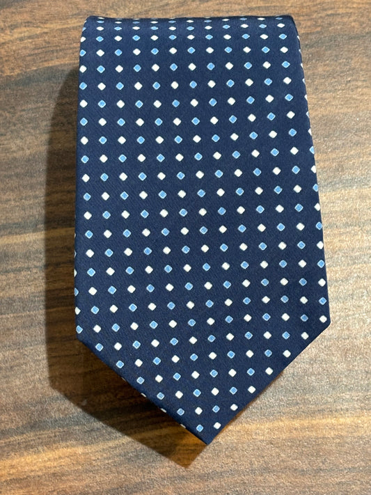 J.Hilburn Blue w/ Polka Dots Tie 100% Silk 63”