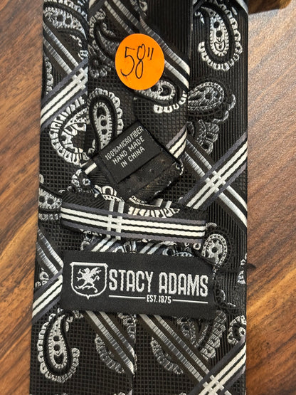 Stacy Adam’s Black Stripe and Paisley Tie 58” 100% Microfiber