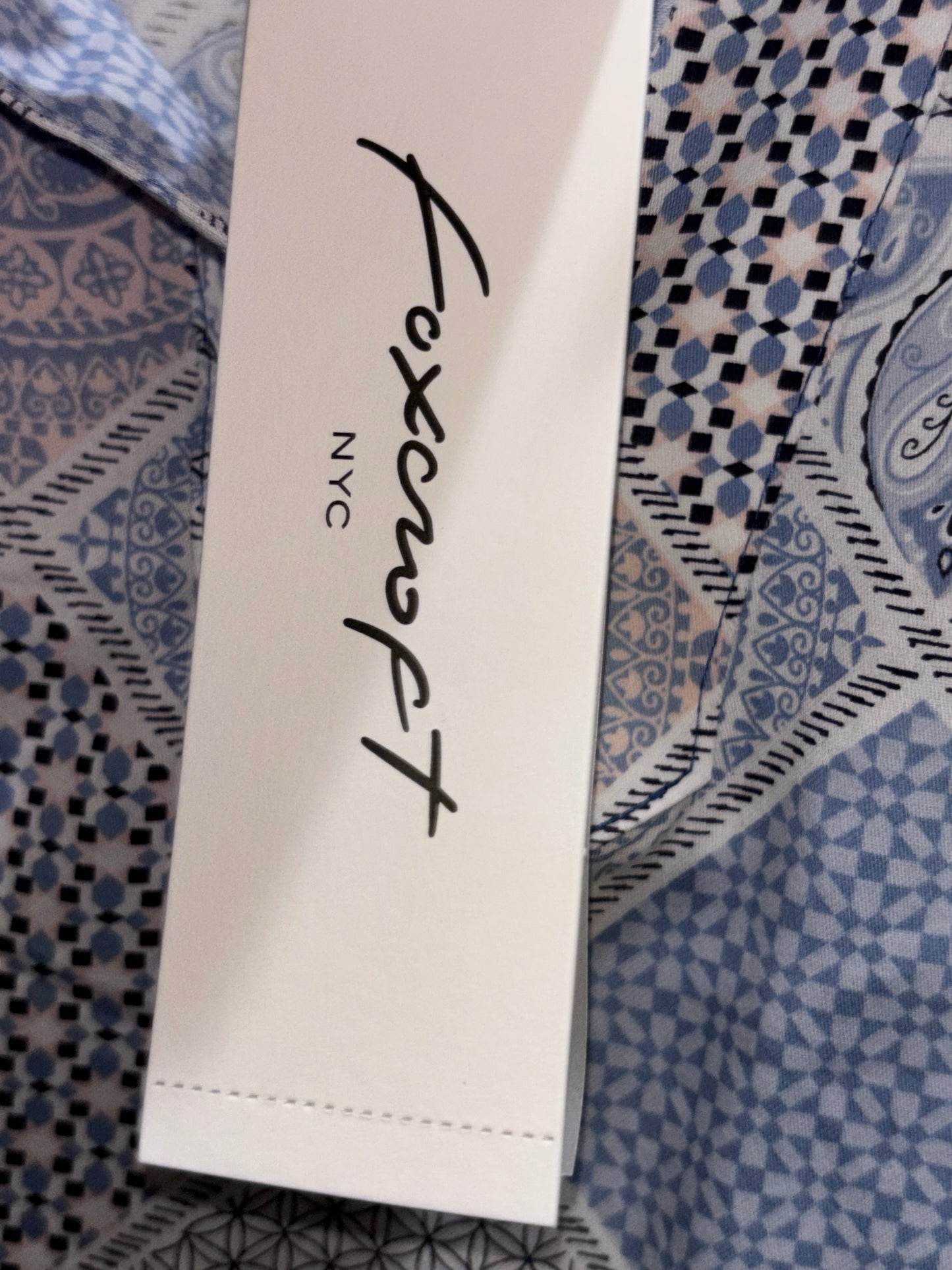 Foxcroft Women’s Light Blue Multi-patterned Designed Blouse size 22