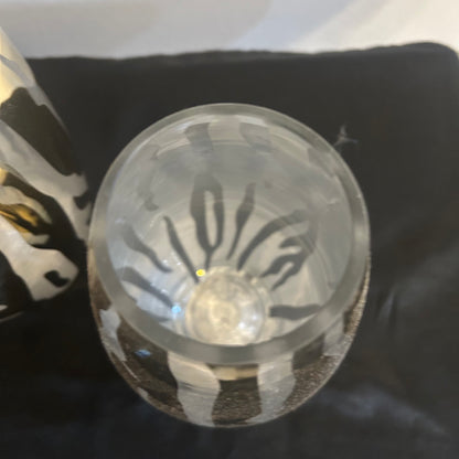 Clear glass and gold metallic zebra design vases set of 3