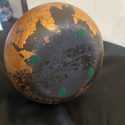 Gold and black vase, genie bottle style with lid