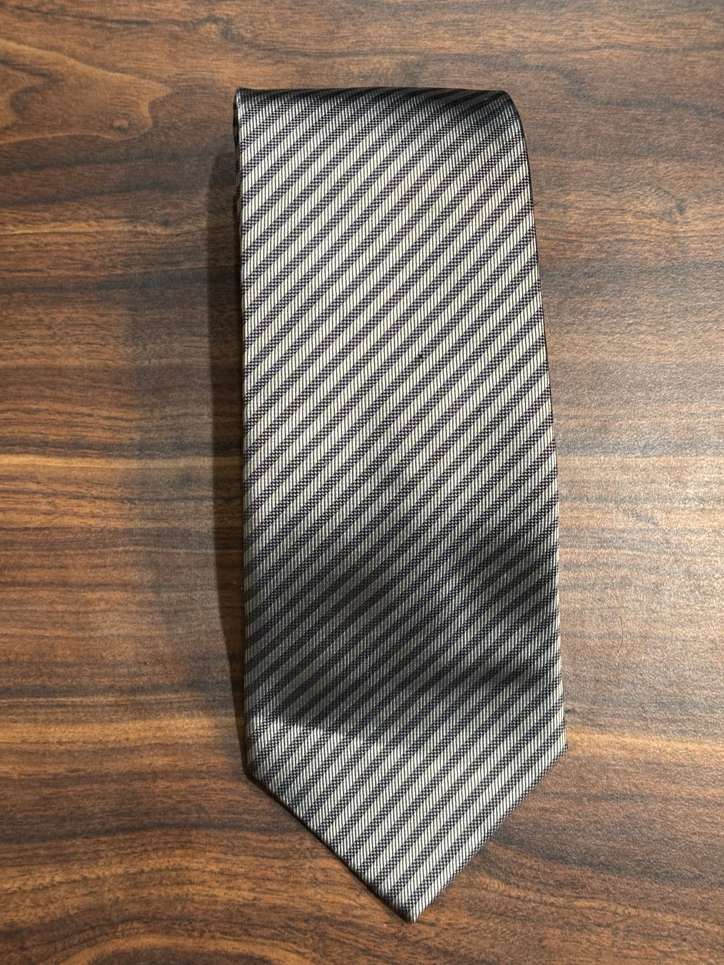 Twinhill Stain Resistant Gray Striped Tie 100% Silk 57”