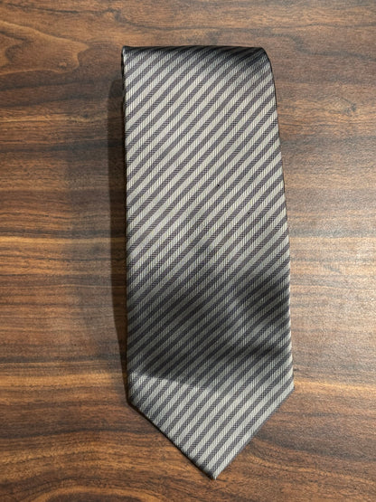 Twinhill Stain Resistant Gray Striped Tie 100% Silk 57”