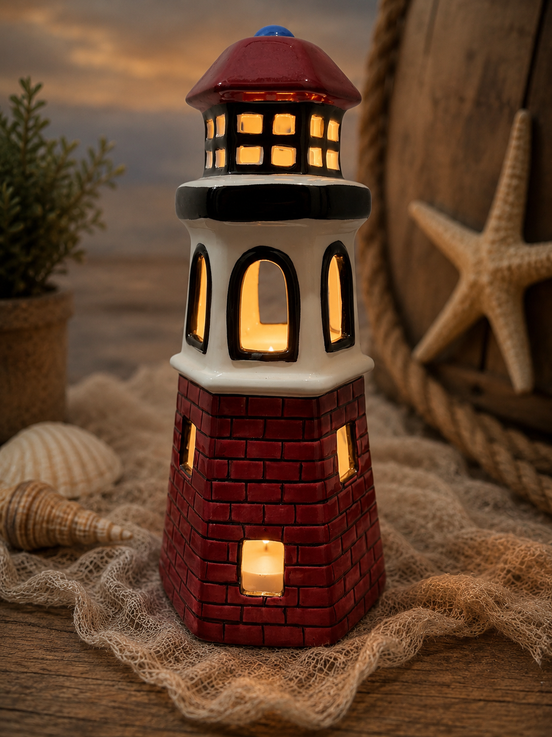 Lighthouse Tea Light Holder Ceramic Jo
