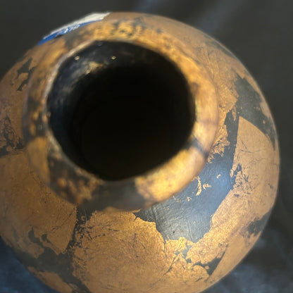 Gold and black vase, genie bottle style with lid