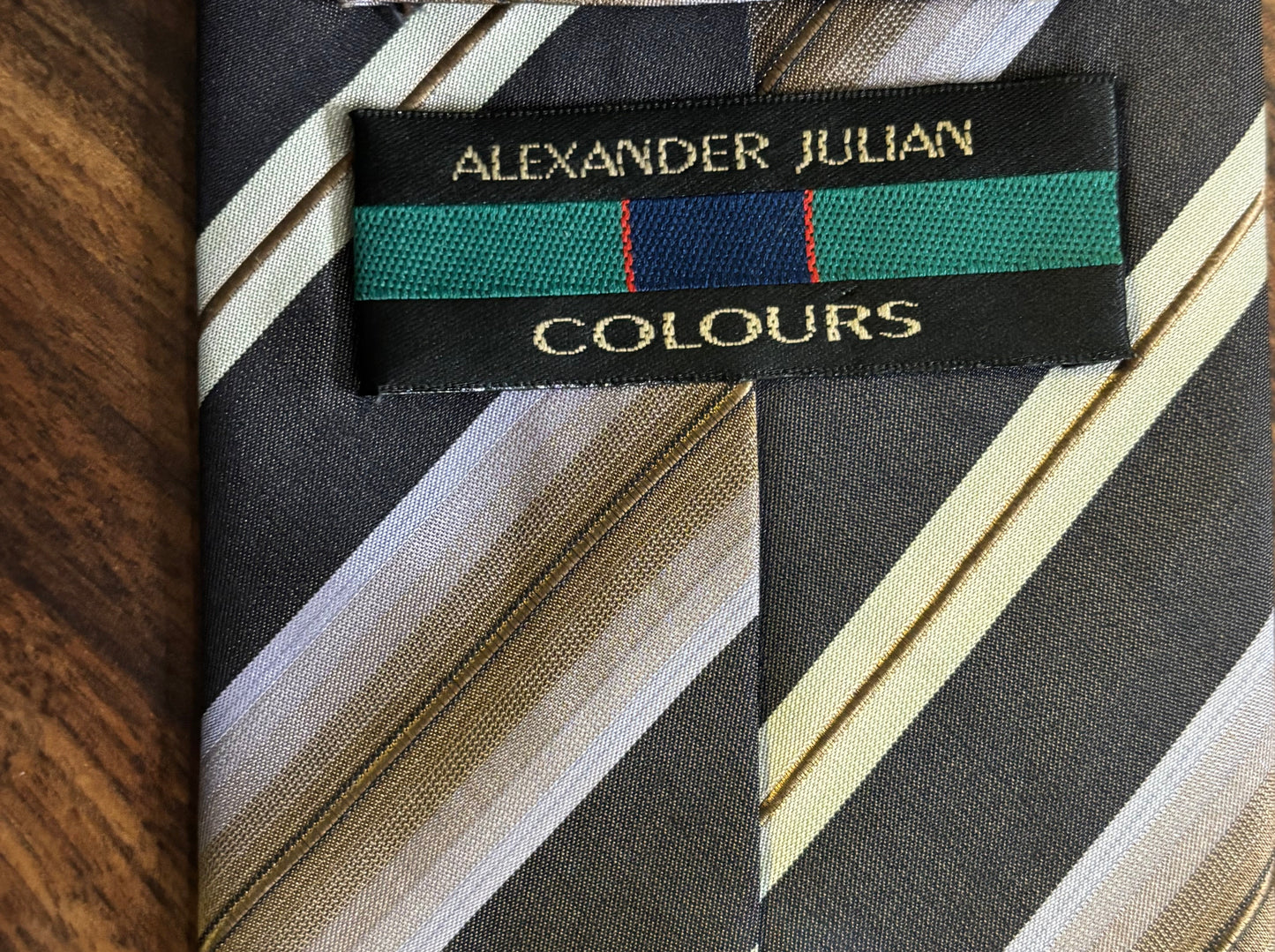 Alexander Julian Gold & Black Striped Tie 100% Silk 58”