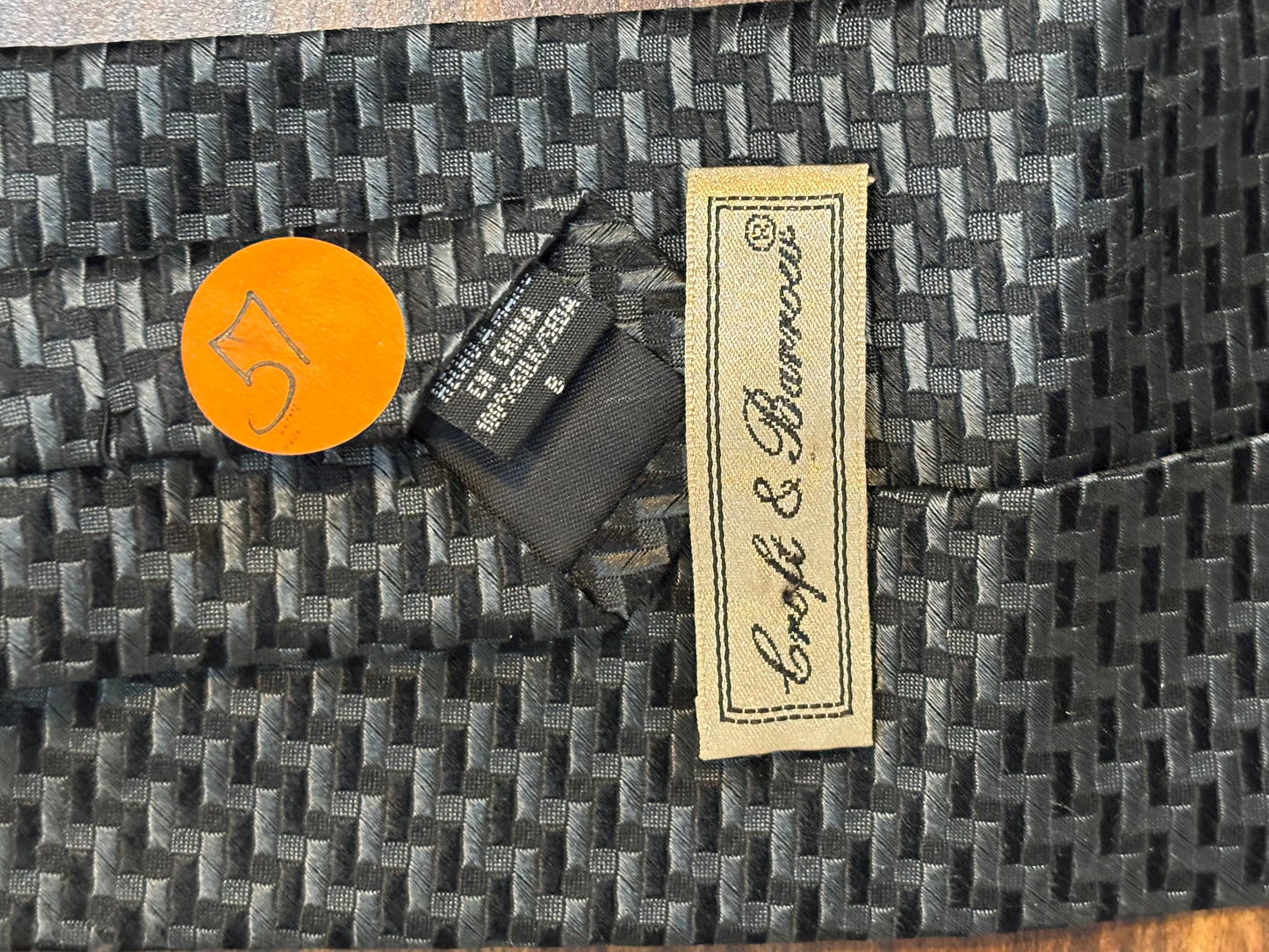 Craft & Barrow Black w/ Geometric Design Tie 100% Silk 57”