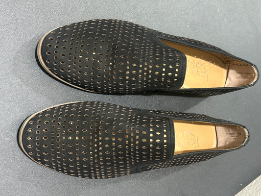 Franco Sarto Womens Black Leather Perforated Loafers size 8