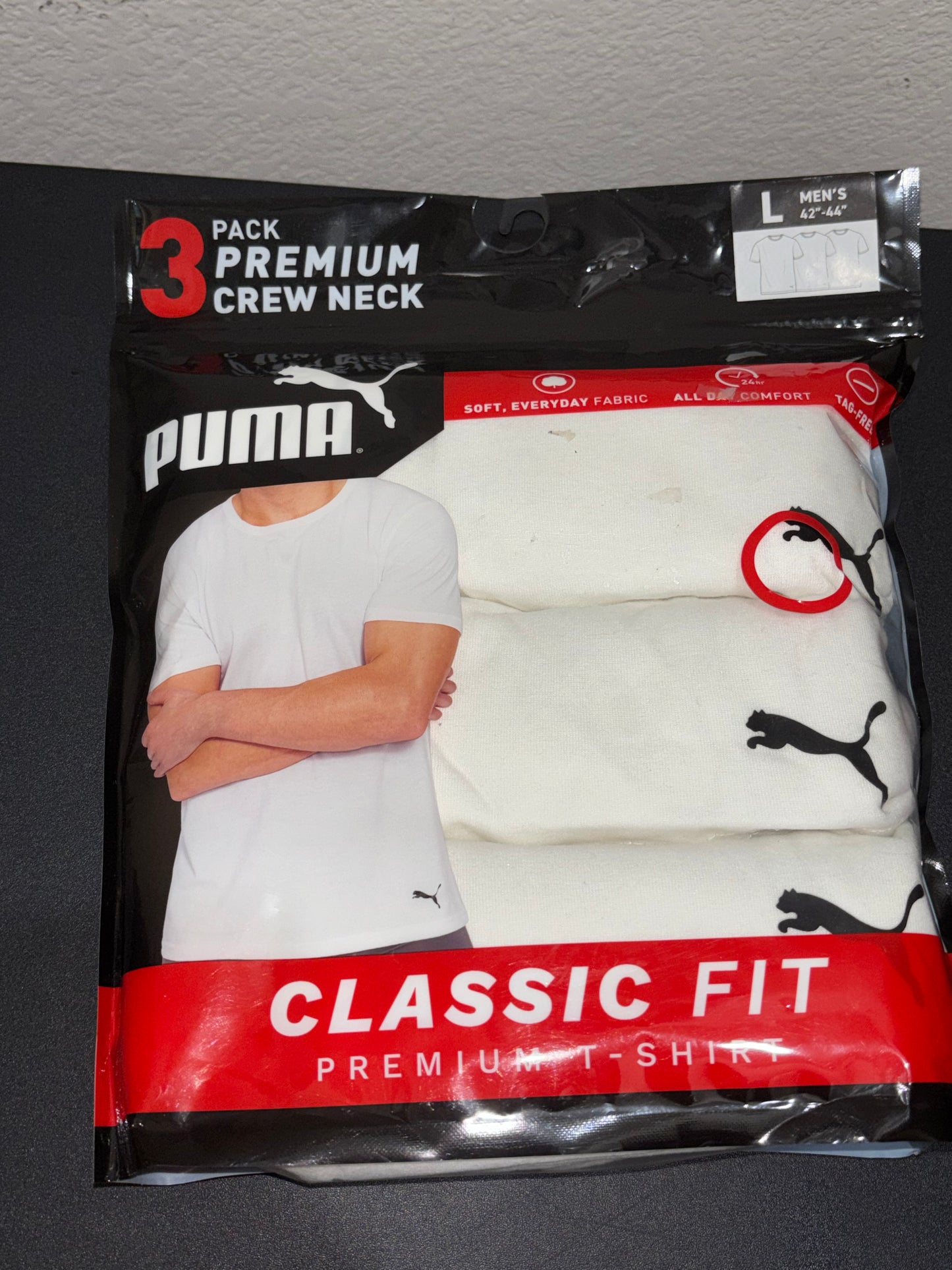 Puma Crewneck White T-shirts Men’s Large 3 pack