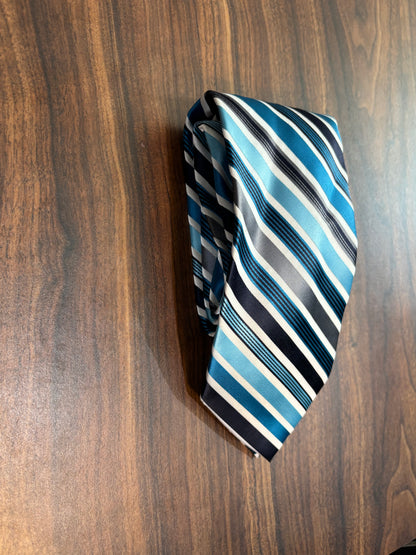 Alexander Julian Colours Blue Striped Tie 100% Polyester 56.5”