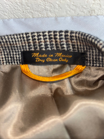 Thomas Grant, houndstooth plaid 100% camel hair suit jacket 46 long