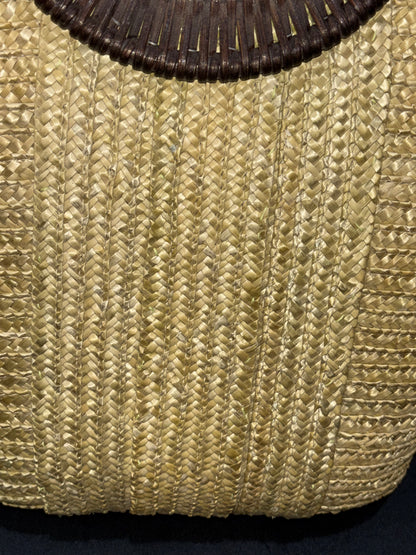 Brown Handle Large Straw Tote