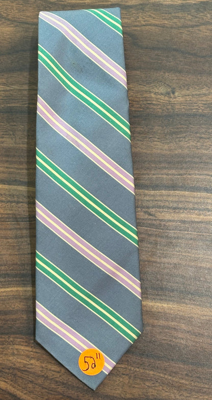 Outfitters Gray w/ Green Red Stripes Tie 100% Silk 56”