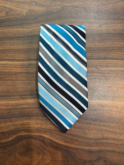 Alexander Julian Colours Blue Striped Tie 100% Polyester 56.5”