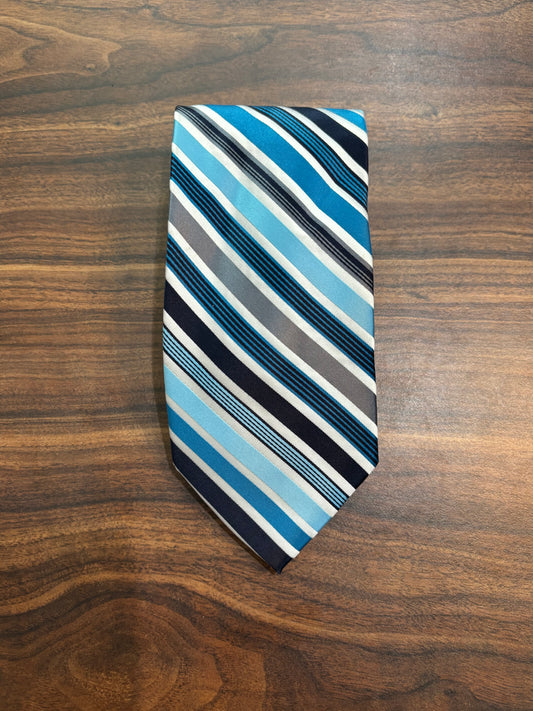 Alexander Julian Colours Blue Striped Tie 100% Polyester 56.5”