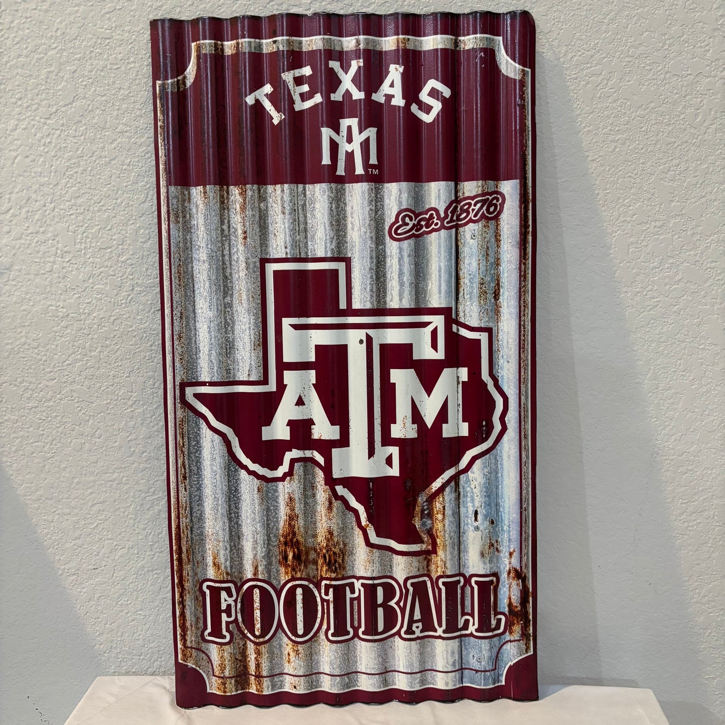 Texas A&M Rustic Football Wall Decor 12x21 inches