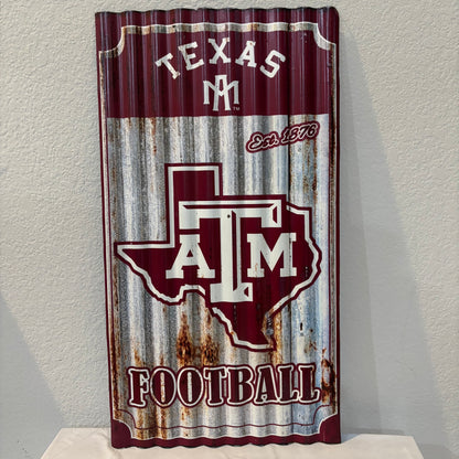 Texas A&M Rustic Football Wall Decor 12x21 inches
