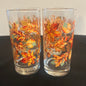 Autumn Fall leaf vintage 12oz glass Tumblers set of 4