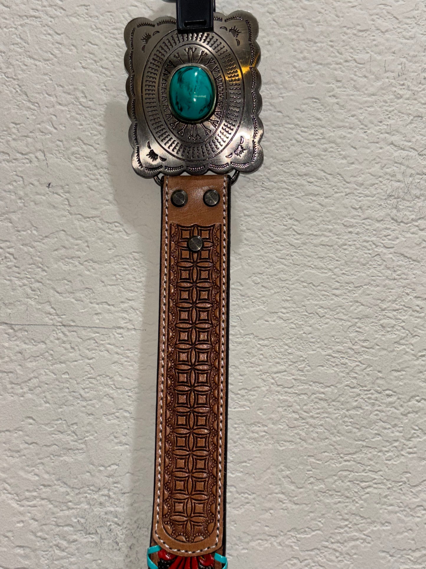 Western Turquoise Brown Tooled Belt by Myra