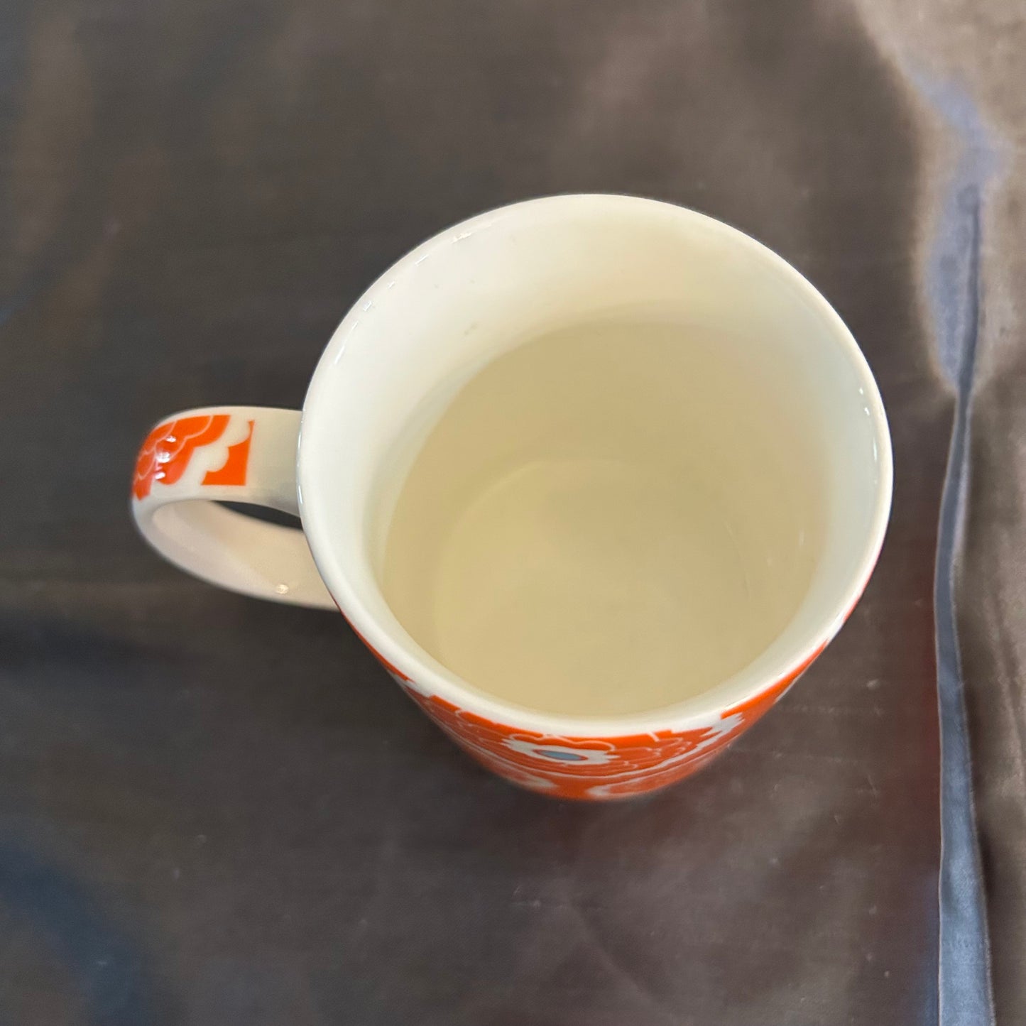 Mug Orange Blue & White w/Geometric Design Details 8oz