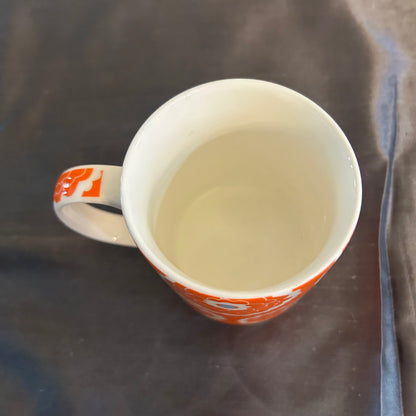 Mug Orange Blue & White w/Geometric Design Details 8oz