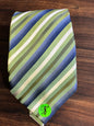 Croft&Barrow Green & Blue Striped Tie 92% Silk 8% Cotton 58”