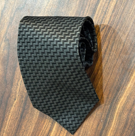 Craft & Barrow Black w/ Geometric Design Tie 100% Silk 57”