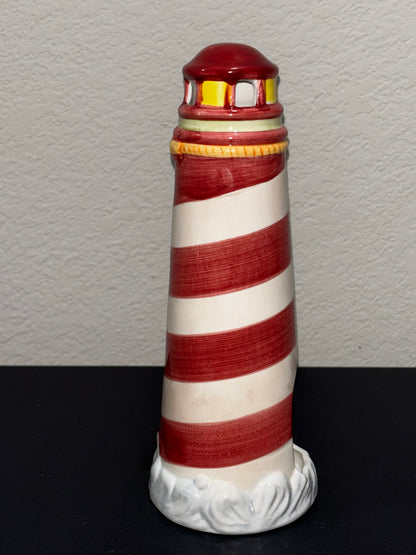 Ceramic Lighthouse Tee Light Holder 9.5 inches tall