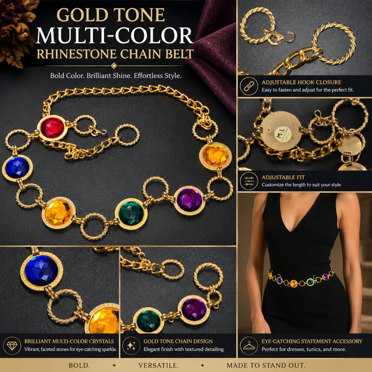 Gold Gemstone Chain Belt  Women’s Med/Lg