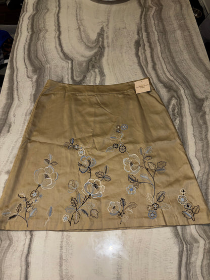Covington Woman Tan Floral Embroidered Skirt size 16