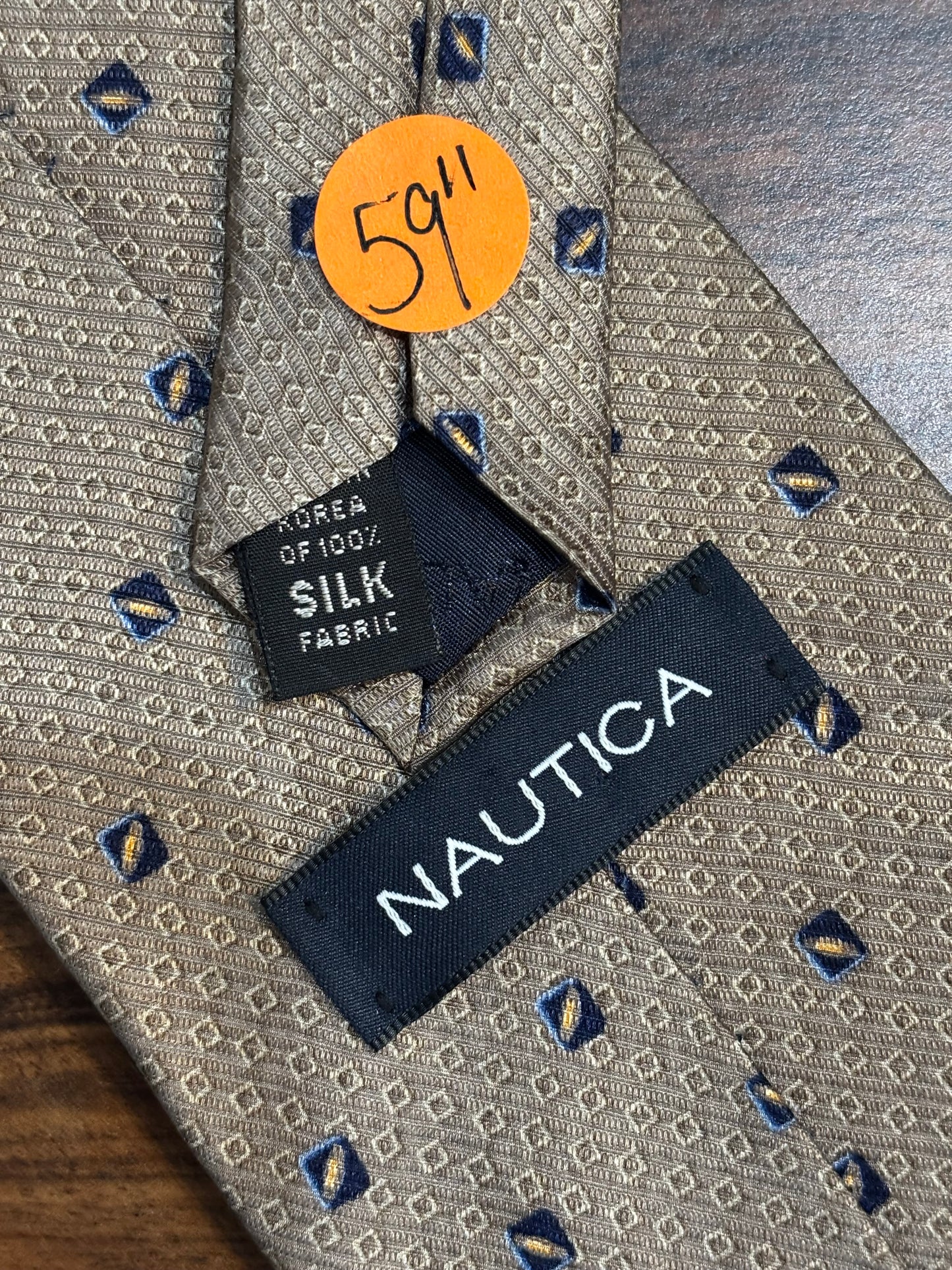 Nautica Gold w/ Blue 59”100% Silk Tie