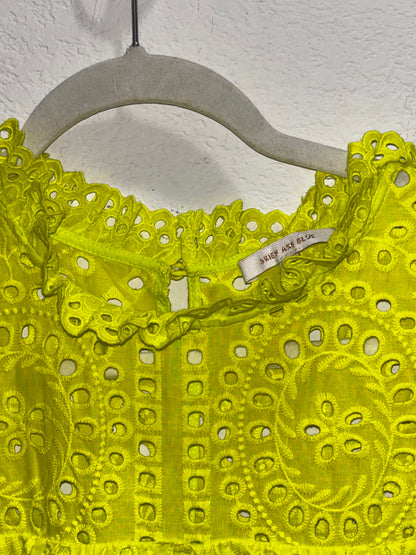 Skies Are Blue Neon Yellow eyelet Midi Dress Women’s size Medium